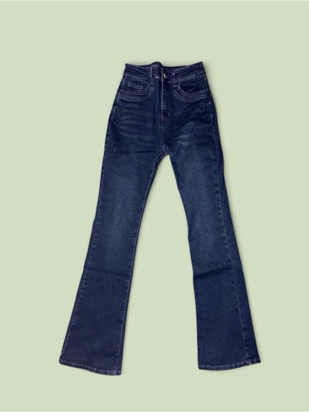 SHEIN Dark Blue High-Rise Flare Jeans